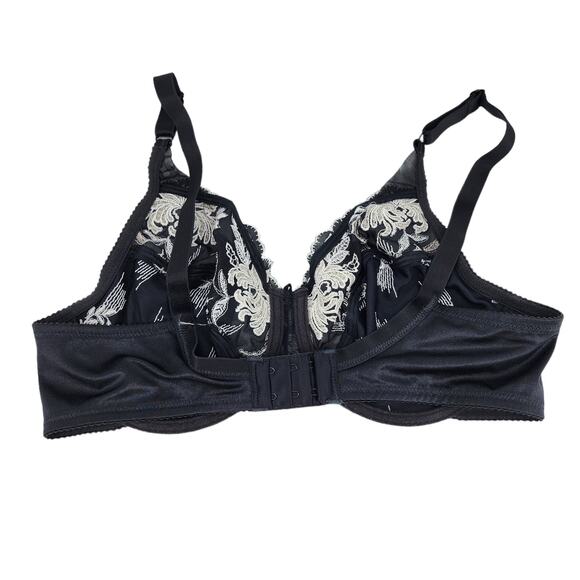 Wacoal Black White Full Coverage Floral Lace Underwire Bra Size 36D - Picture 3 of 3
